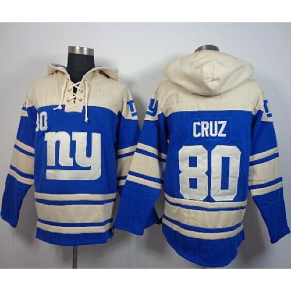 Giants #80 Victor Cruz Blue Sawyer Hoodie Sweatshirt NFL Hoodie 1