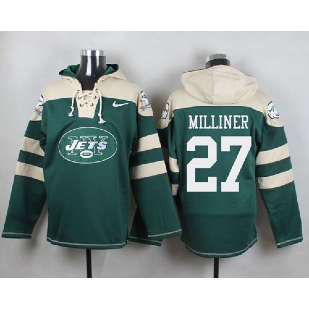 Jets #27 Dee Milliner Green Player Pullover NFL Hoodie 1