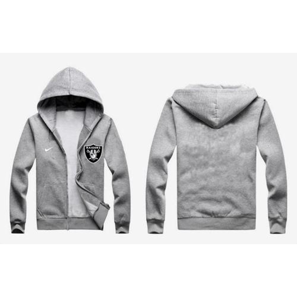 Oakland Raiders Authentic Logo Hoodie Grey 1