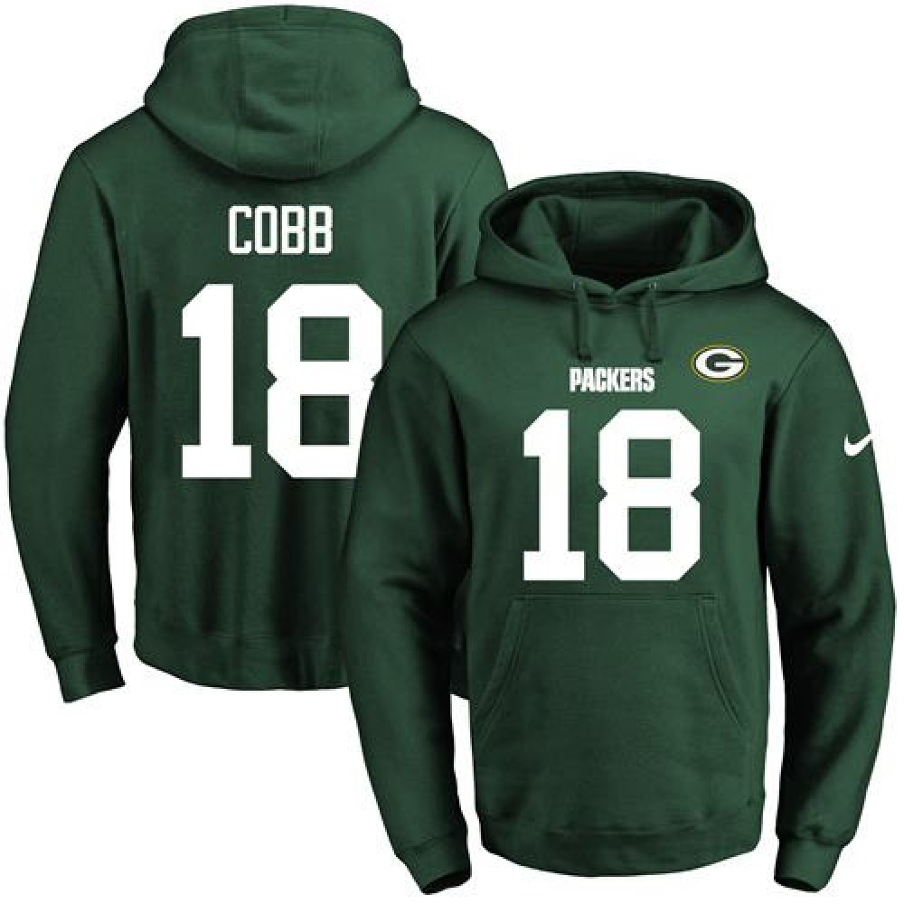 Packers #18 Randall Cobb Green Name & Number Pullover NFL Hoodie 1