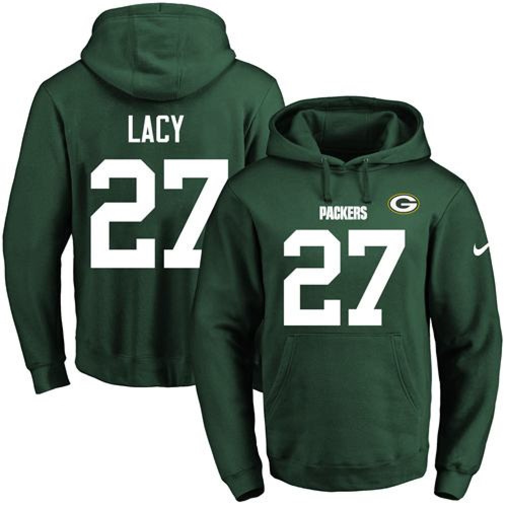Packers #27 Eddie Lacy Green Name & Number Pullover NFL Hoodie 1