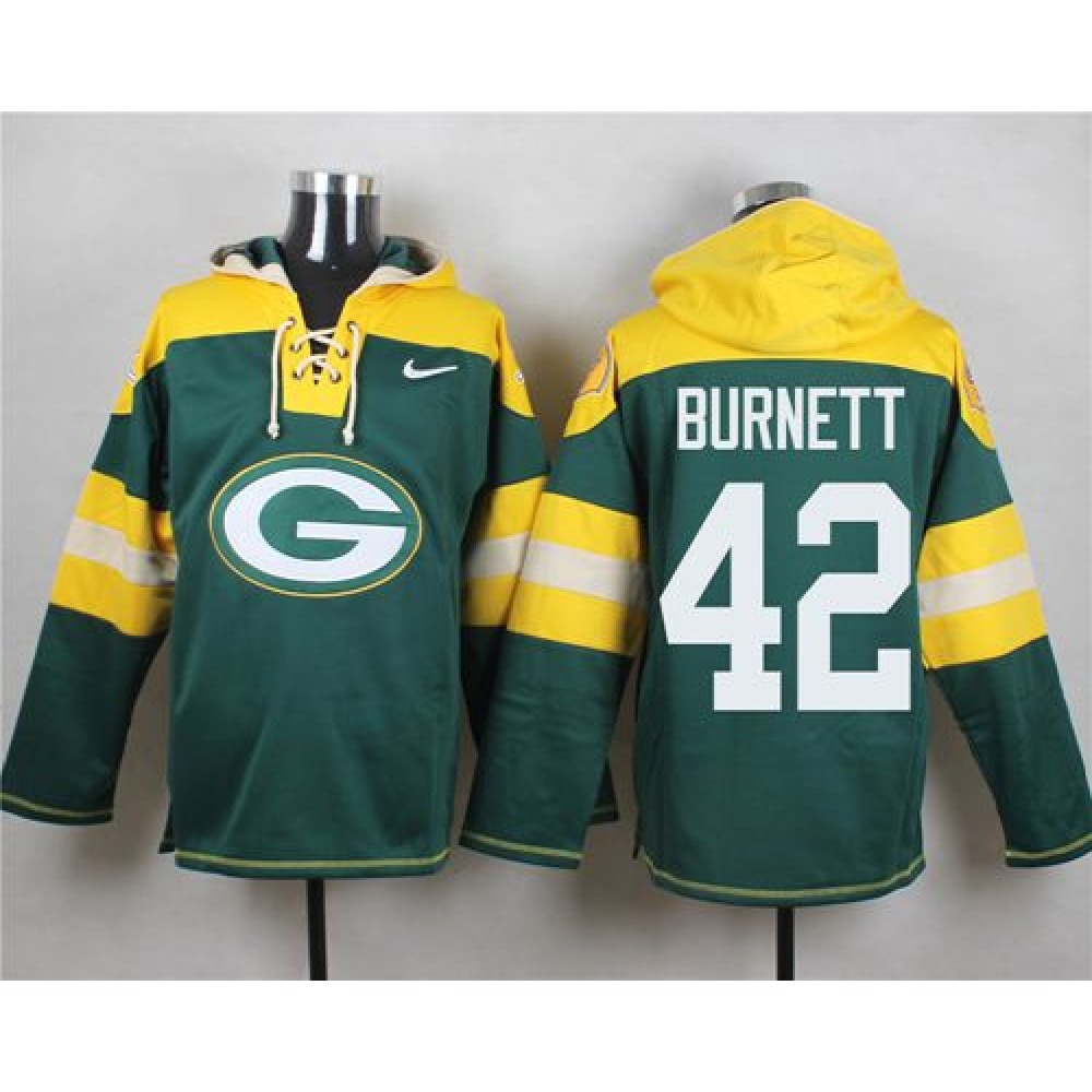 Packers #42 Morgan Burnett Green Player Pullover NFL Hoodie 1