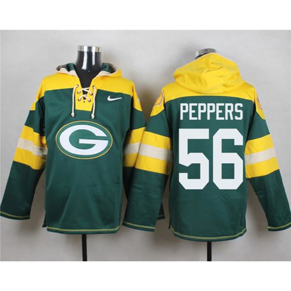 Packers #56 Julius Peppers Green Player Pullover NFL Hoodie 1