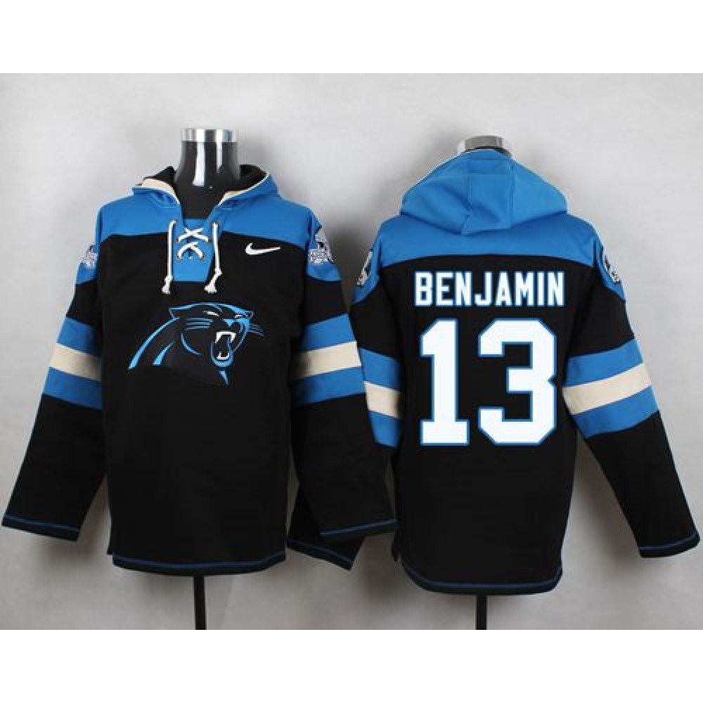 Panthers #13 Kelvin Benjamin Black Player Pullover NFL Hoodie 1