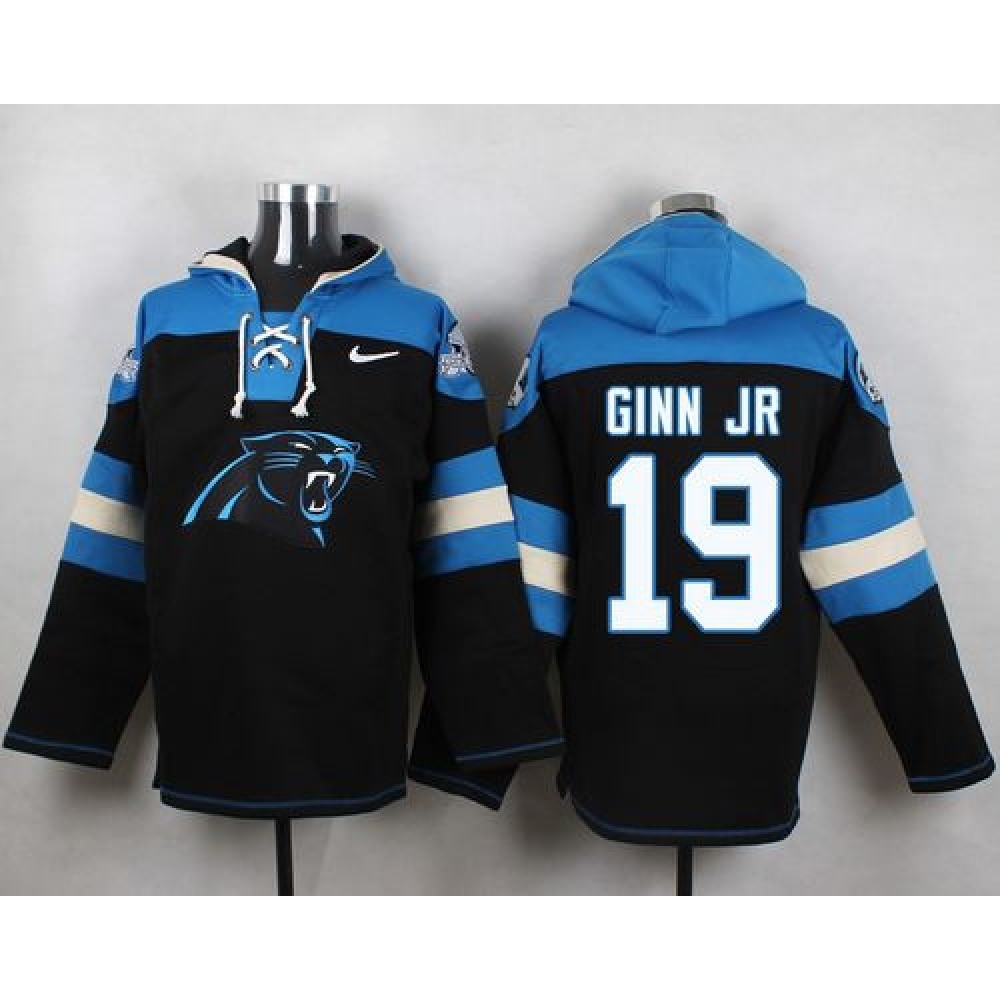 Panthers #19 Ted Ginn Jr Black Player Pullover NFL Hoodie 1