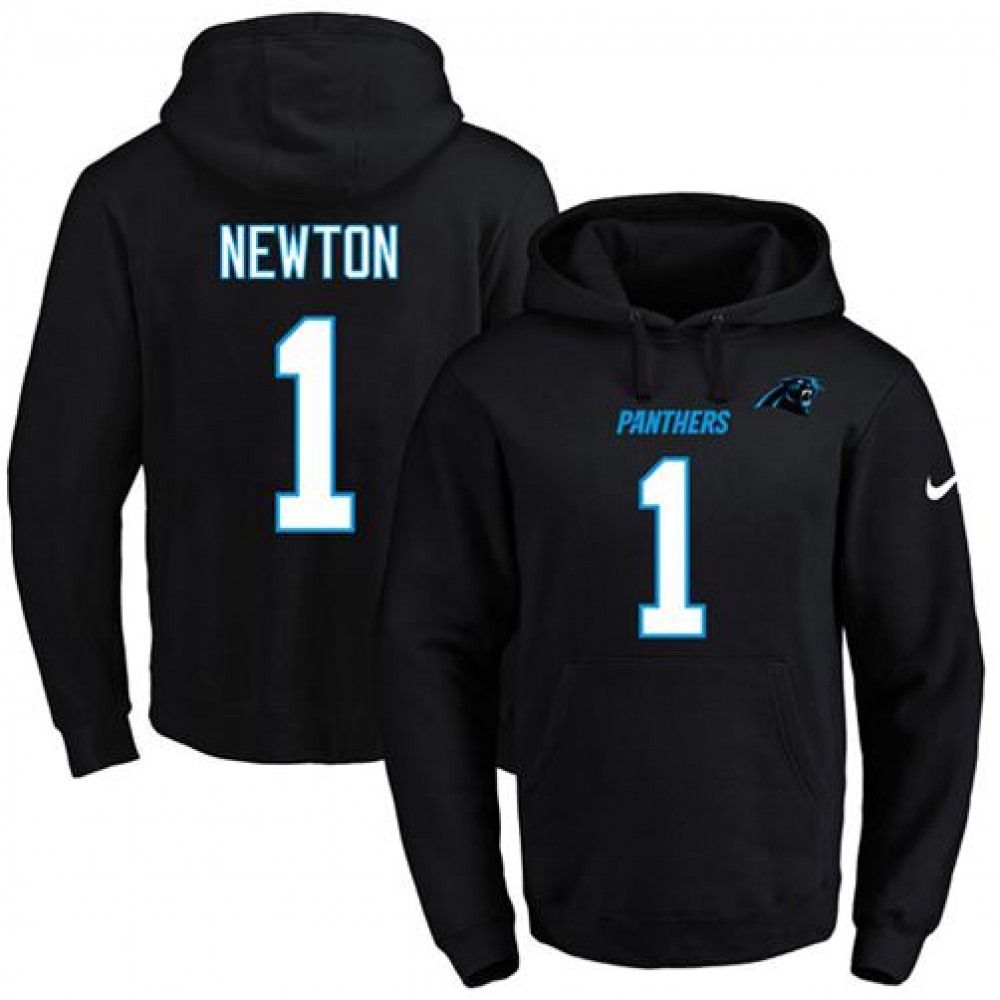 Panthers #1 Cam Newton Black Name & Number Pullover NFL Hoodie 1