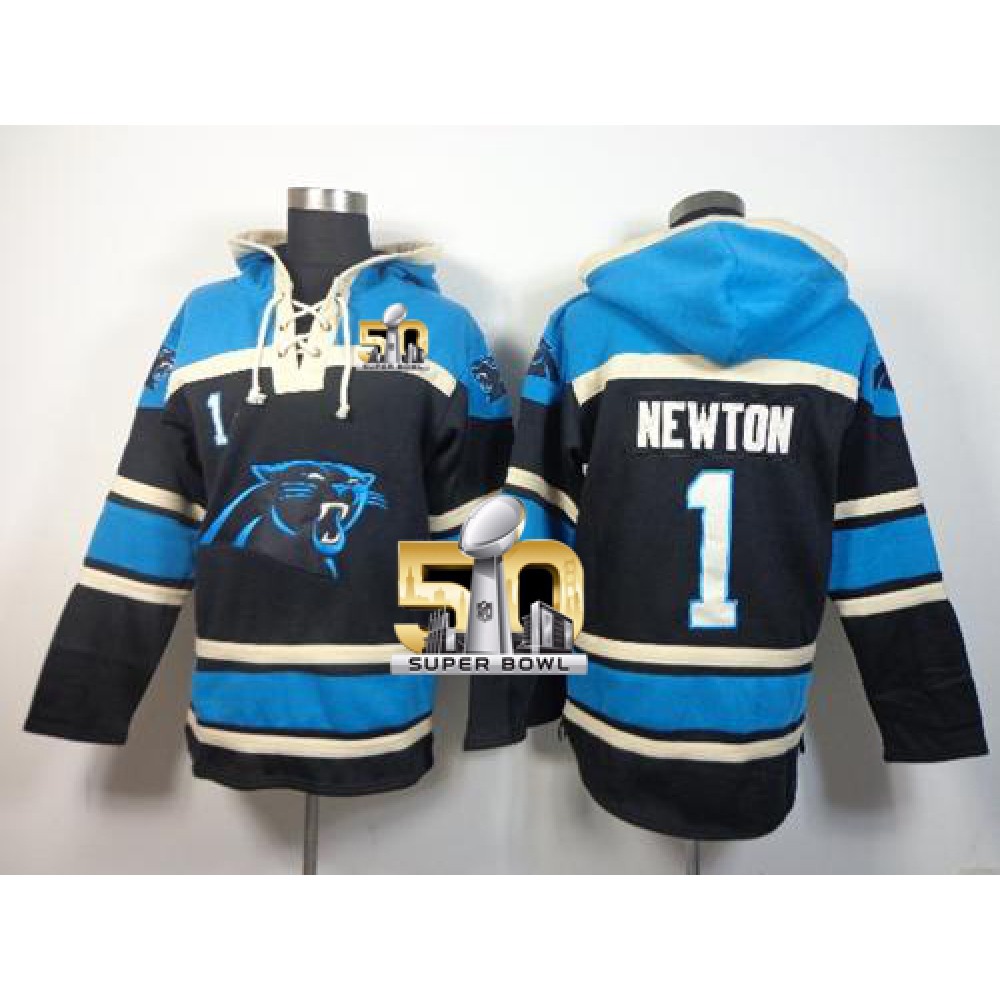 Panthers #1 Cam Newton Black Super Bowl 50 Sawyer Hoodie Sweatshirt NFL Hoodie 1