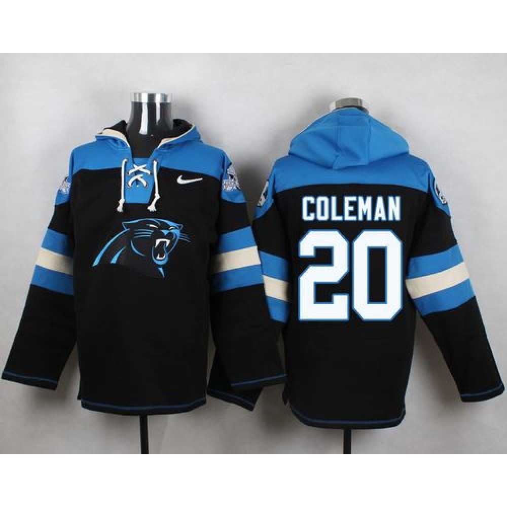 Panthers #20 Kurt Coleman Black Player Pullover NFL Hoodie 1