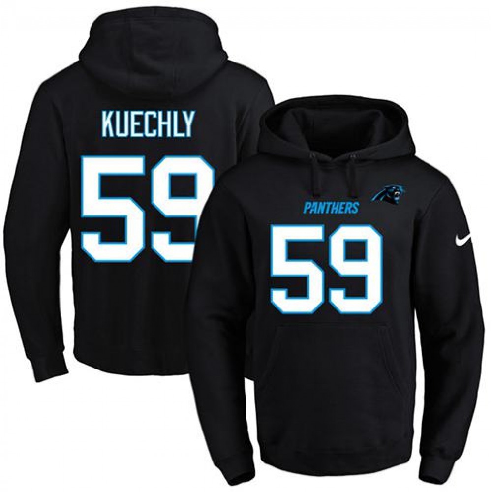 Panthers #59 Luke Kuechly Black Name & Number Pullover NFL Hoodie 1