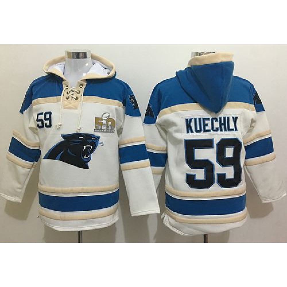 Panthers #59 Luke Kuechly White Super Bowl 50 Sawyer Hoodie Sweatshirt NFL Hoodie 1