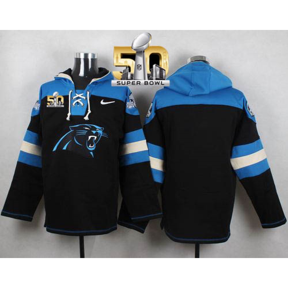 Panthers Blank Black Super Bowl 50 Player Pullover NFL Hoodie 1