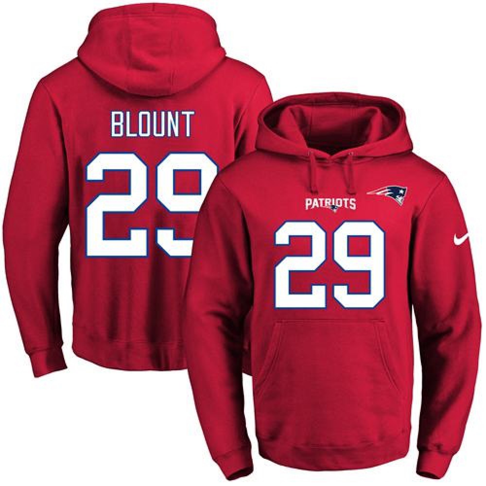 Patriots #29 LeGarrette Blount Red Name & Number Pullover NFL Hoodie 1