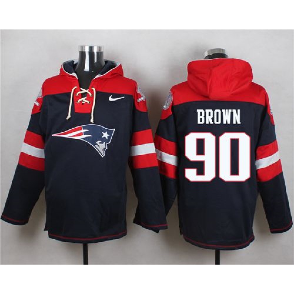 Patriots #90 Malcom Brown Navy Blue Player Pullover NFL Hoodie 1