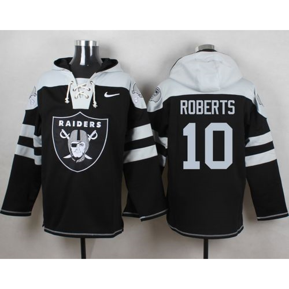 Raiders #10 Seth Roberts Black Player Pullover NFL Hoodie 1
