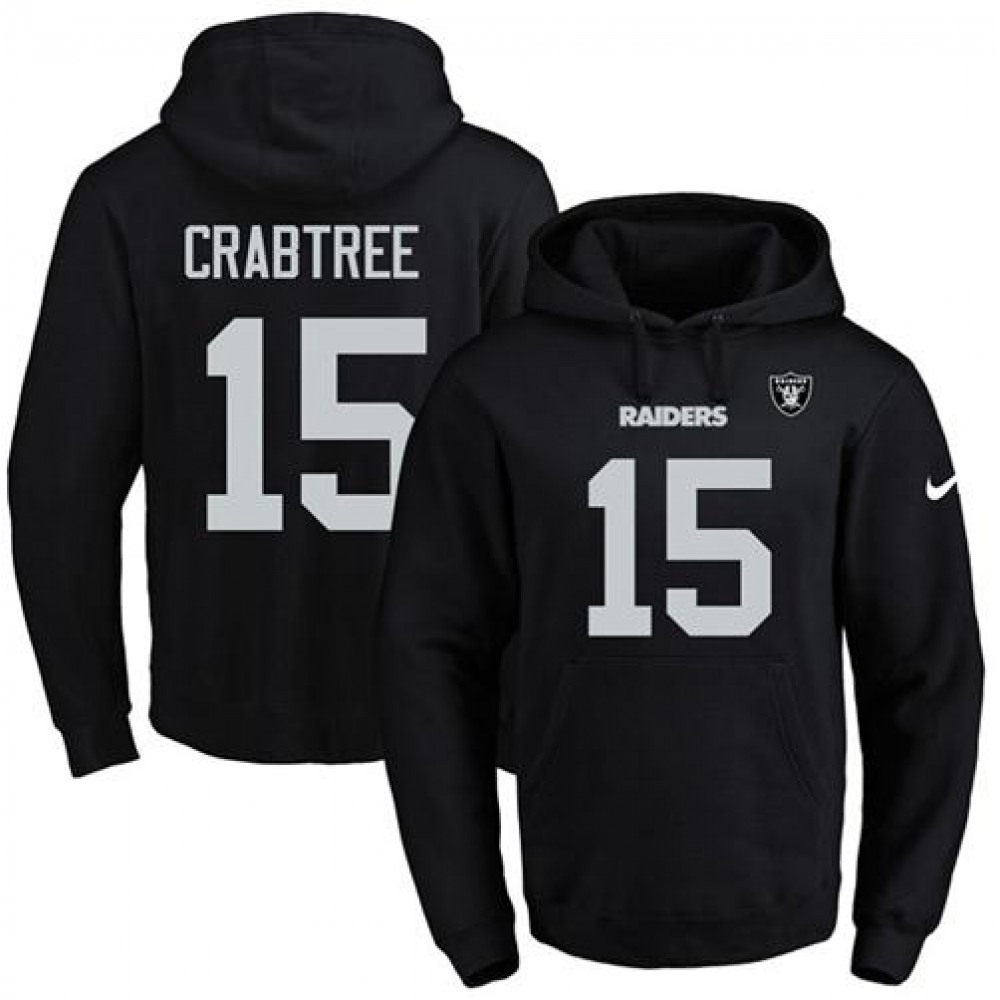 Raiders #15 Michael Crabtree Black Name & Number Pullover NFL Hoodie 1