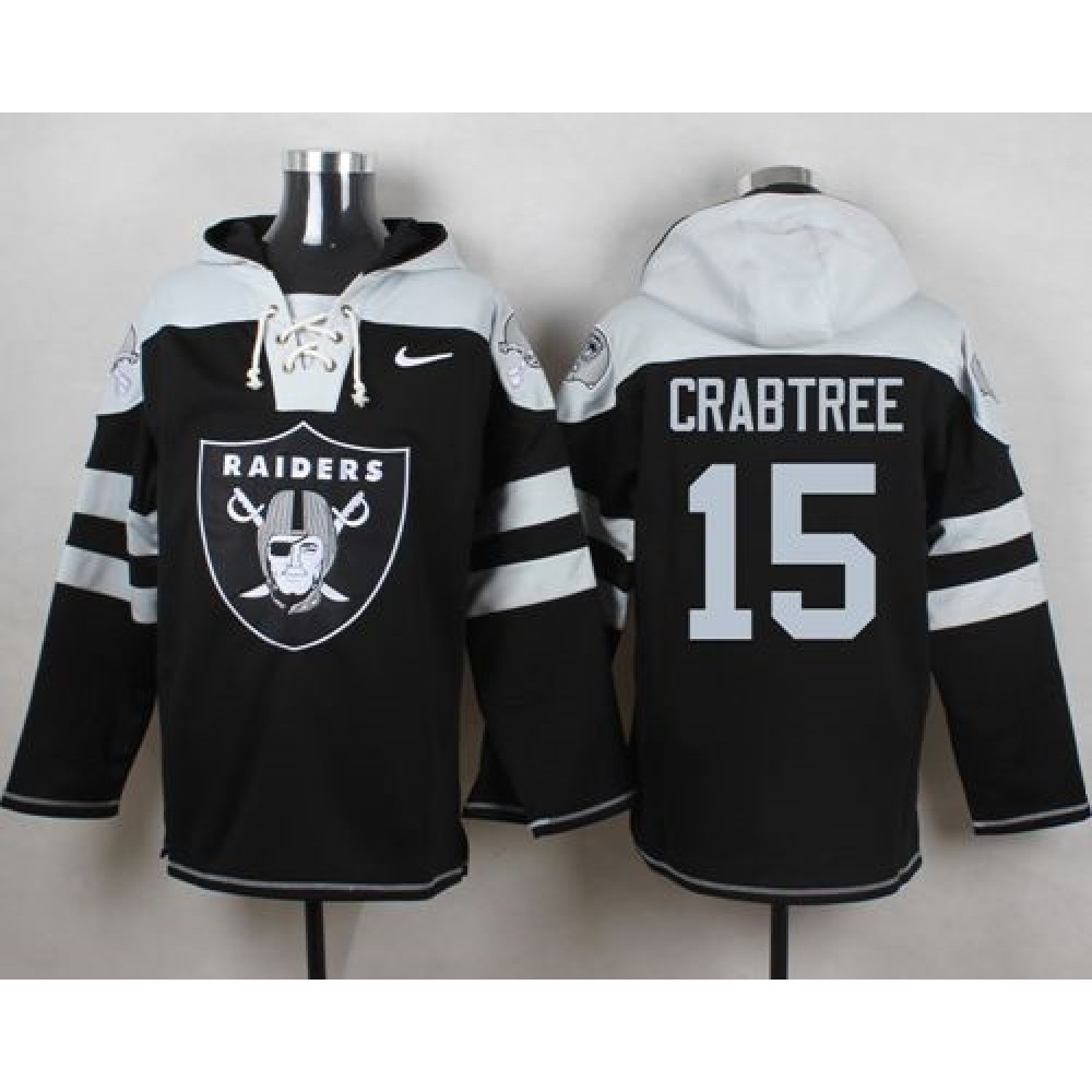 Raiders #15 Michael Crabtree Black Player Pullover NFL Hoodie 1