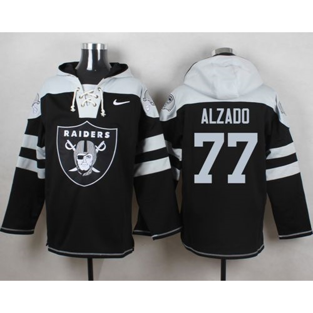 Raiders #77 Lyle Alzado Black Player Pullover NFL Hoodie 1