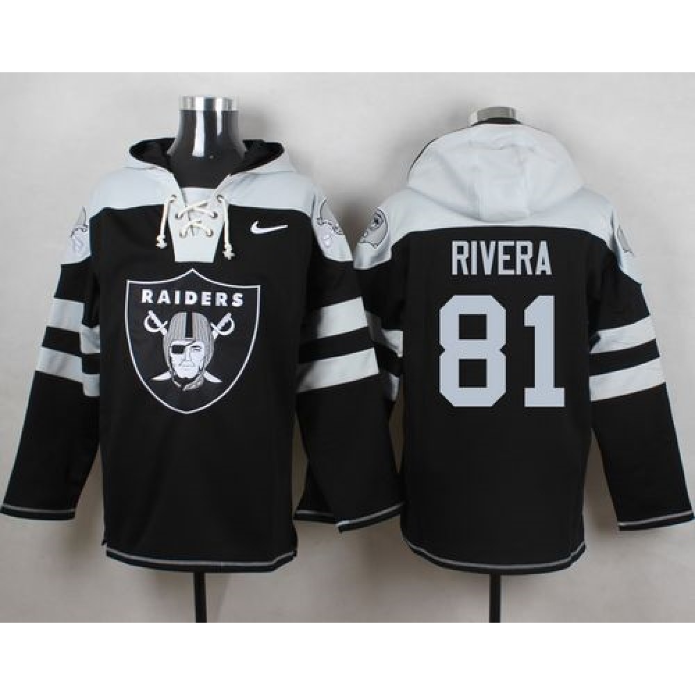 Raiders #81 Mychal Rivera Black Player Pullover NFL Hoodie 1