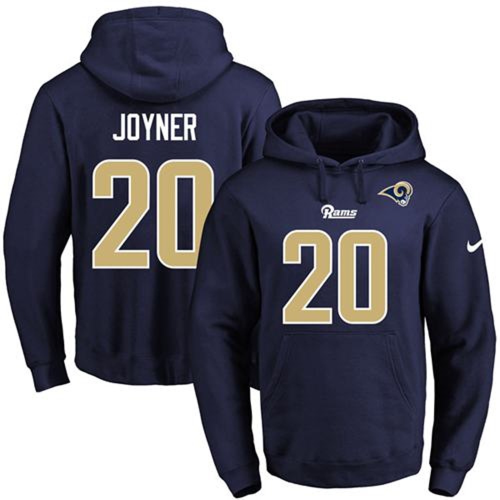 Rams #20 Lamarcus Joyner Navy Blue Name & Number Pullover NFL Hoodie 1