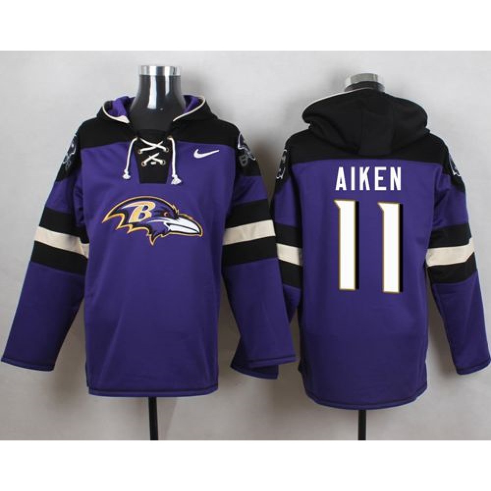 Ravens #11 Kamar Aiken Purple Player Pullover NFL Hoodie 1