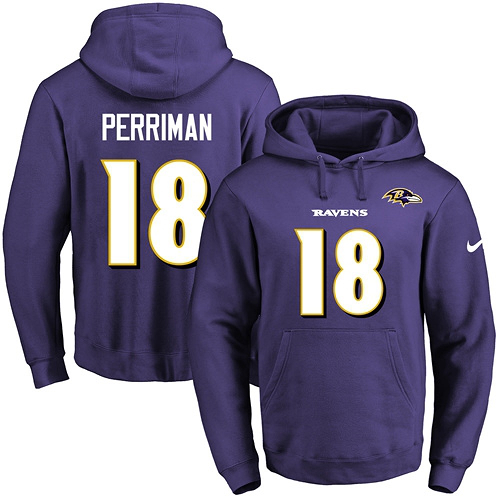 Ravens #18 Breshad Perriman Purple Name & Number Pullover NFL Hoodie 1