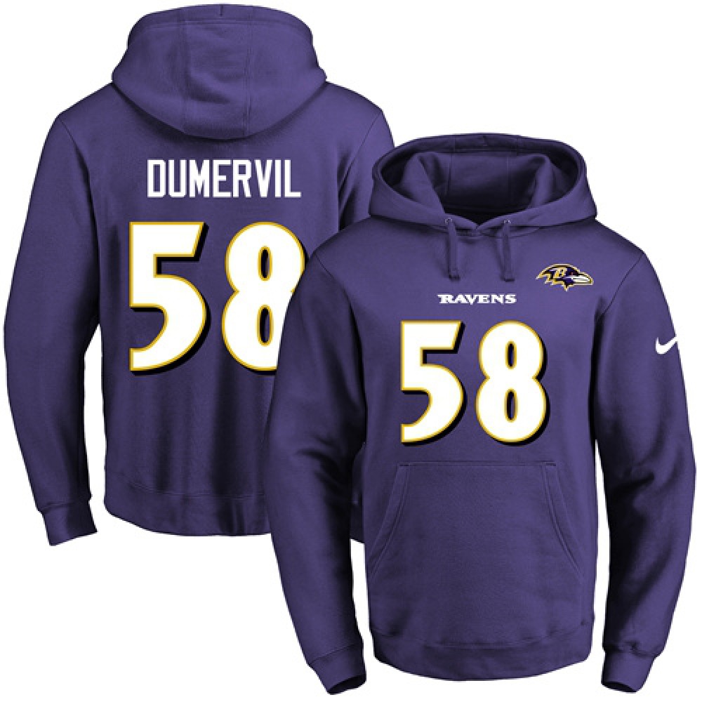 Ravens #58 Elvis Dumervil Purple Name & Number Pullover NFL Hoodie 1