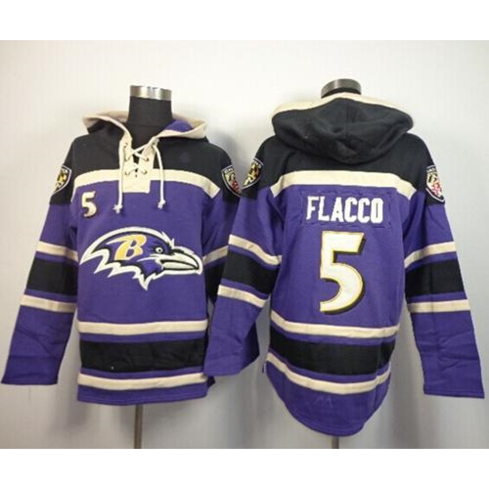 Ravens #5 Joe Flacco Purple Sawyer Hoodie Sweatshirt NFL Hoodie 1