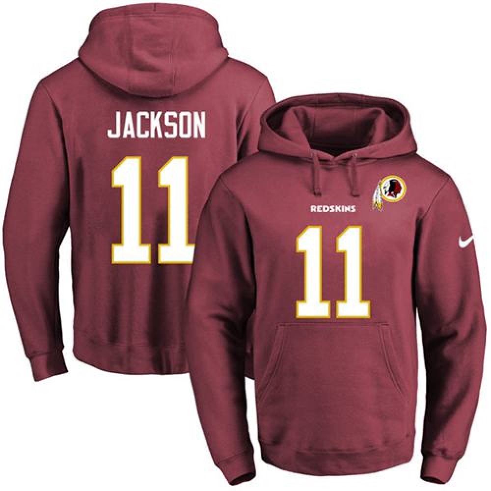 Redskins #11 DeSean Jackson Burgundy Red Name & Number Pullover NFL Hoodie 1