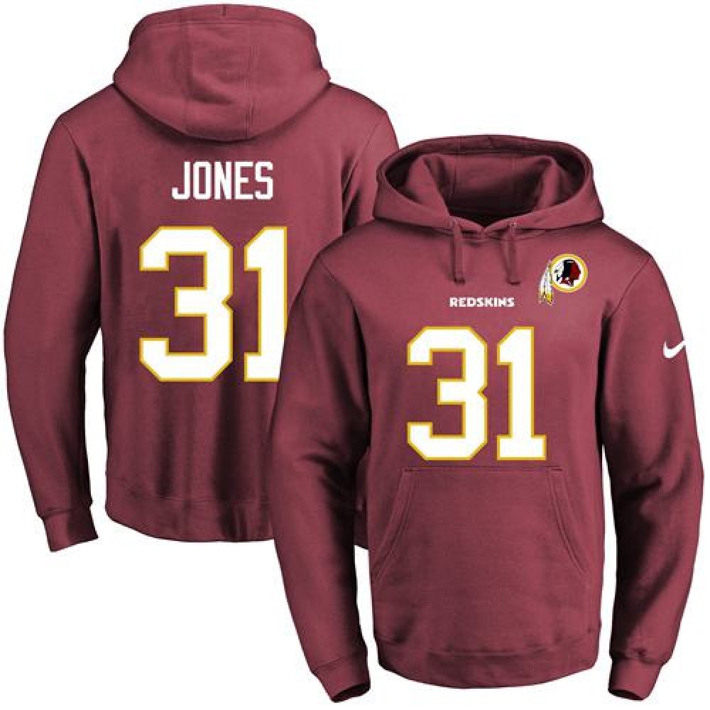 Redskins #31 Matt Jones Burgundy Red Name & Number Pullover NFL Hoodie 1
