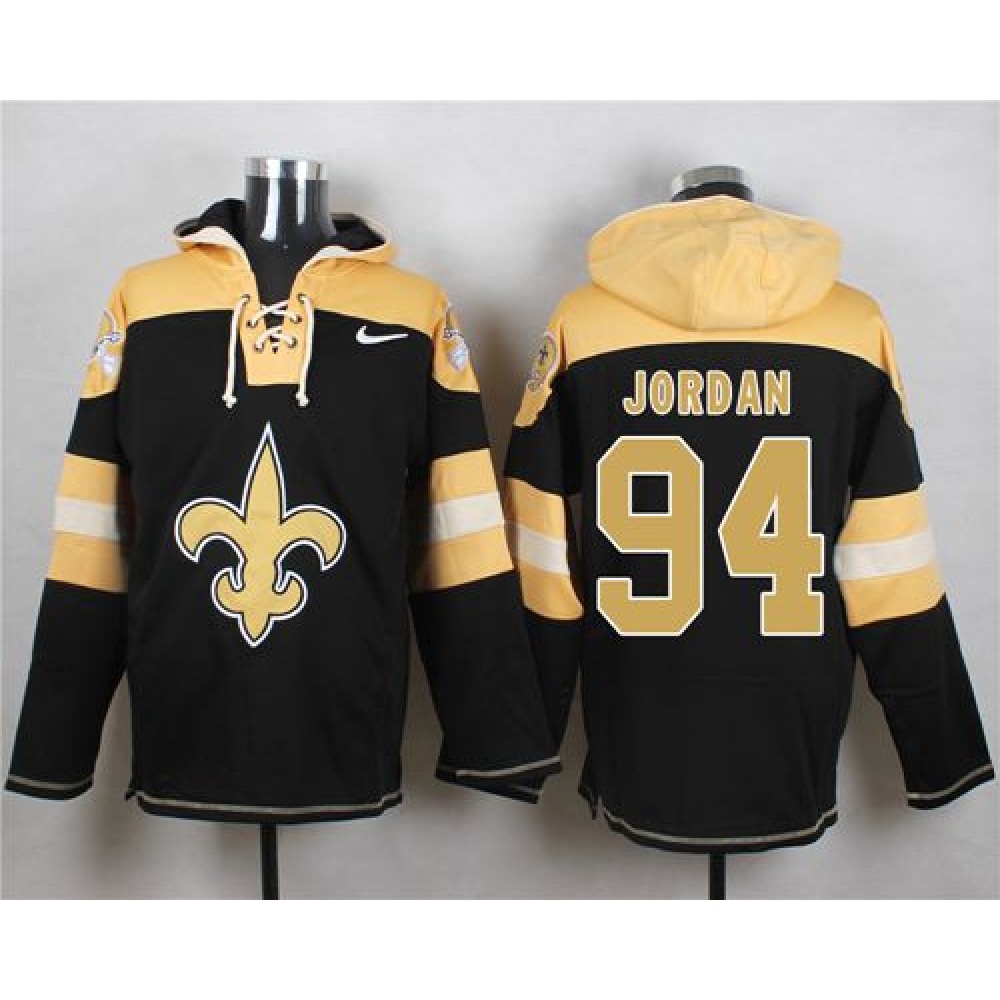 Saints #94 Cameron Jordan Black Player Pullover NFL Hoodie 1