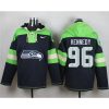 Seahawks #96 Cortez Kennedy Steel Blue Player Pullover NFL Hoodie