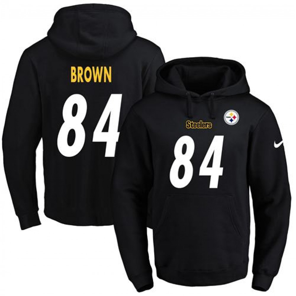 Steelers #84 Antonio Brown Black Name & Number Pullover NFL Hoodie 1
