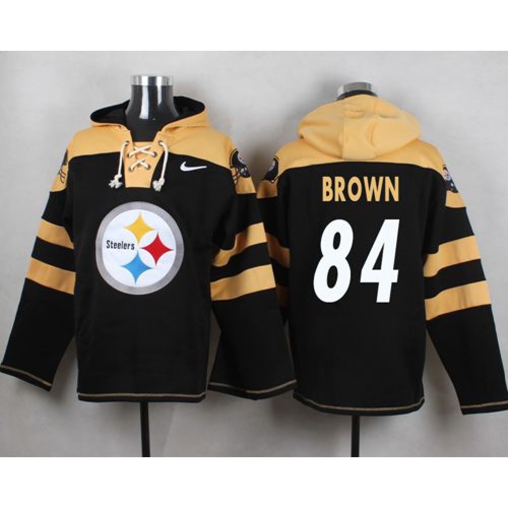 Steelers #84 Antonio Brown Black Player Pullover NFL Hoodie 1