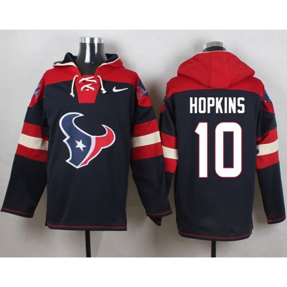 Texans #10 DeAndre Hopkins Navy Blue Player Pullover NFL Hoodie 1