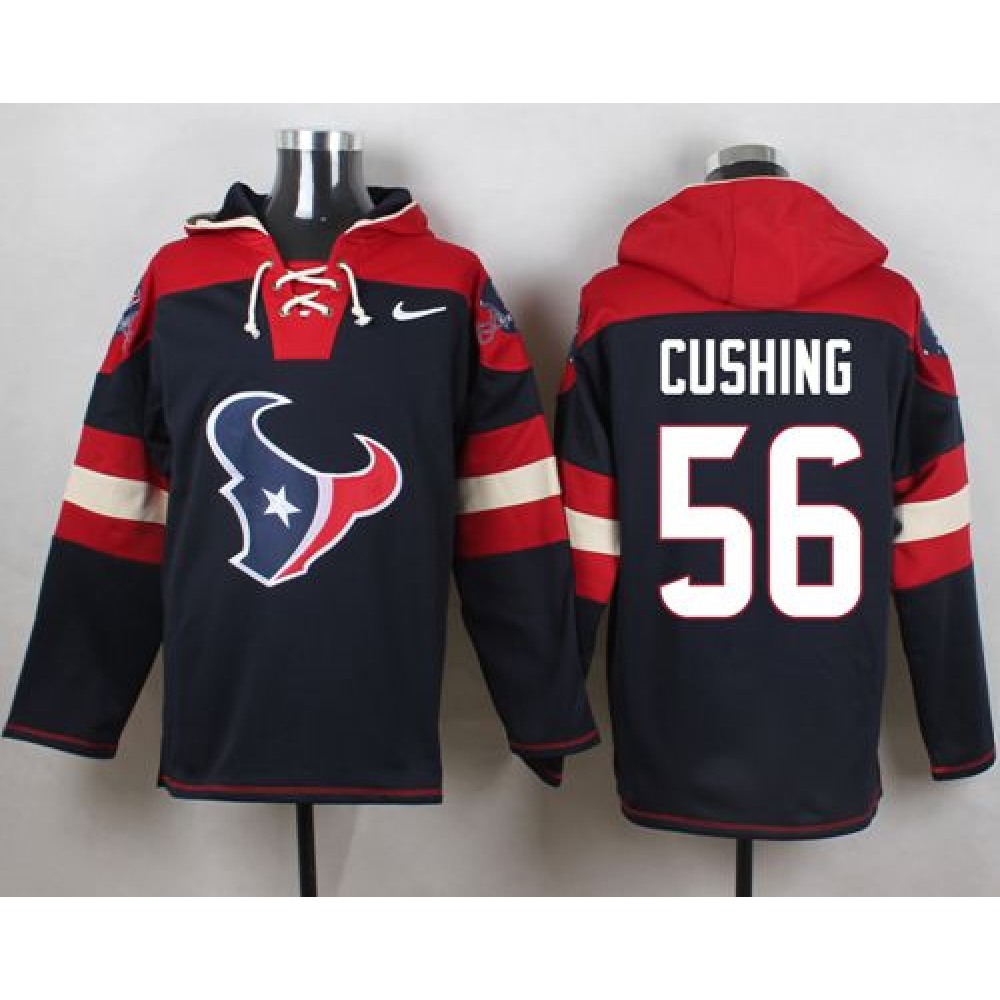 Texans #56 Brian Cushing Navy Blue Player Pullover NFL Hoodie 1