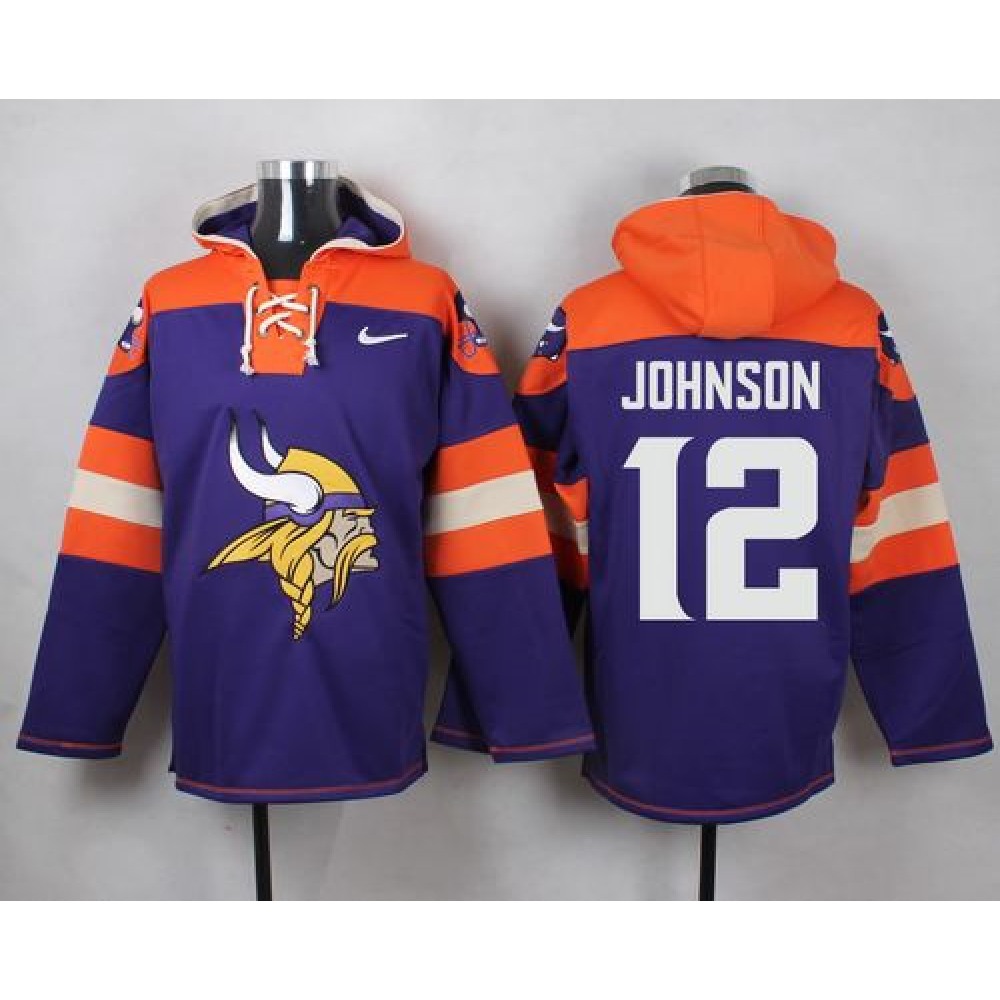 Vikings #12 Charles Johnson Purple Player Pullover NFL Hoodie 1