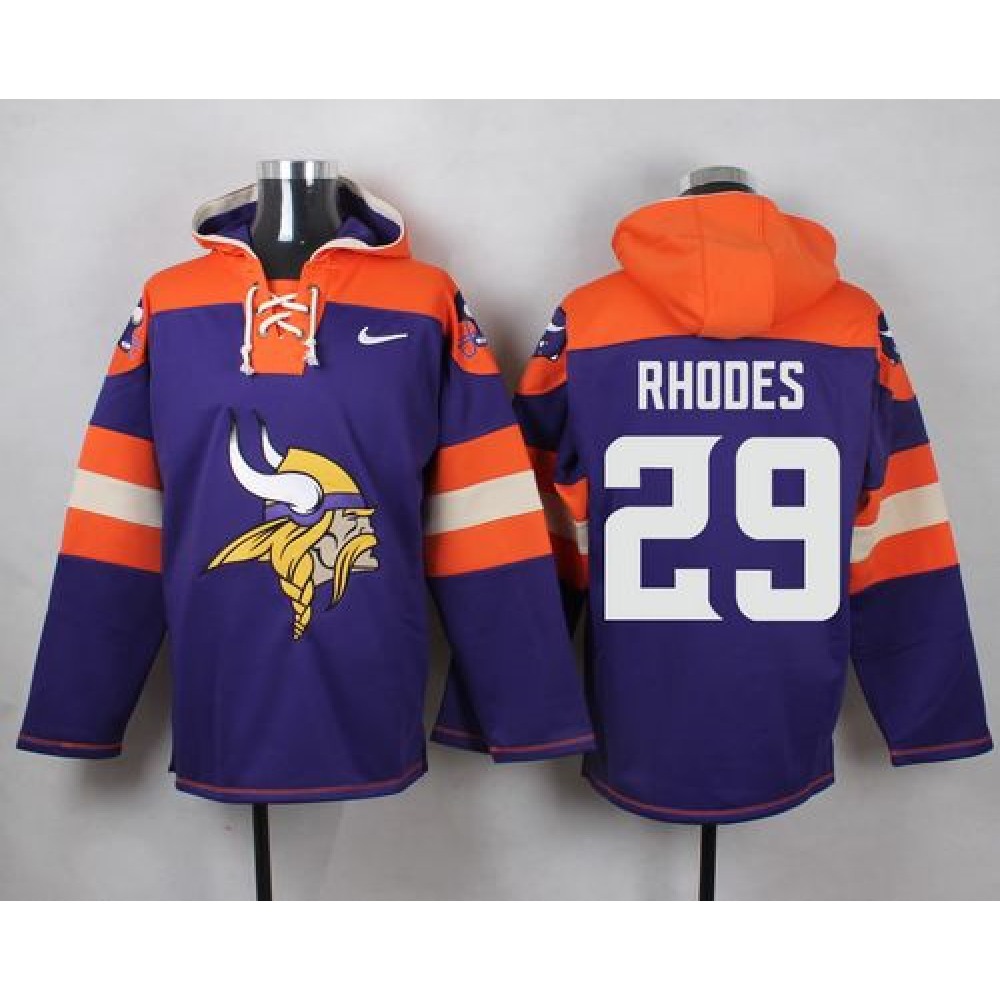 Vikings #29 Xavier Rhodes Purple Player Pullover NFL Hoodie 1