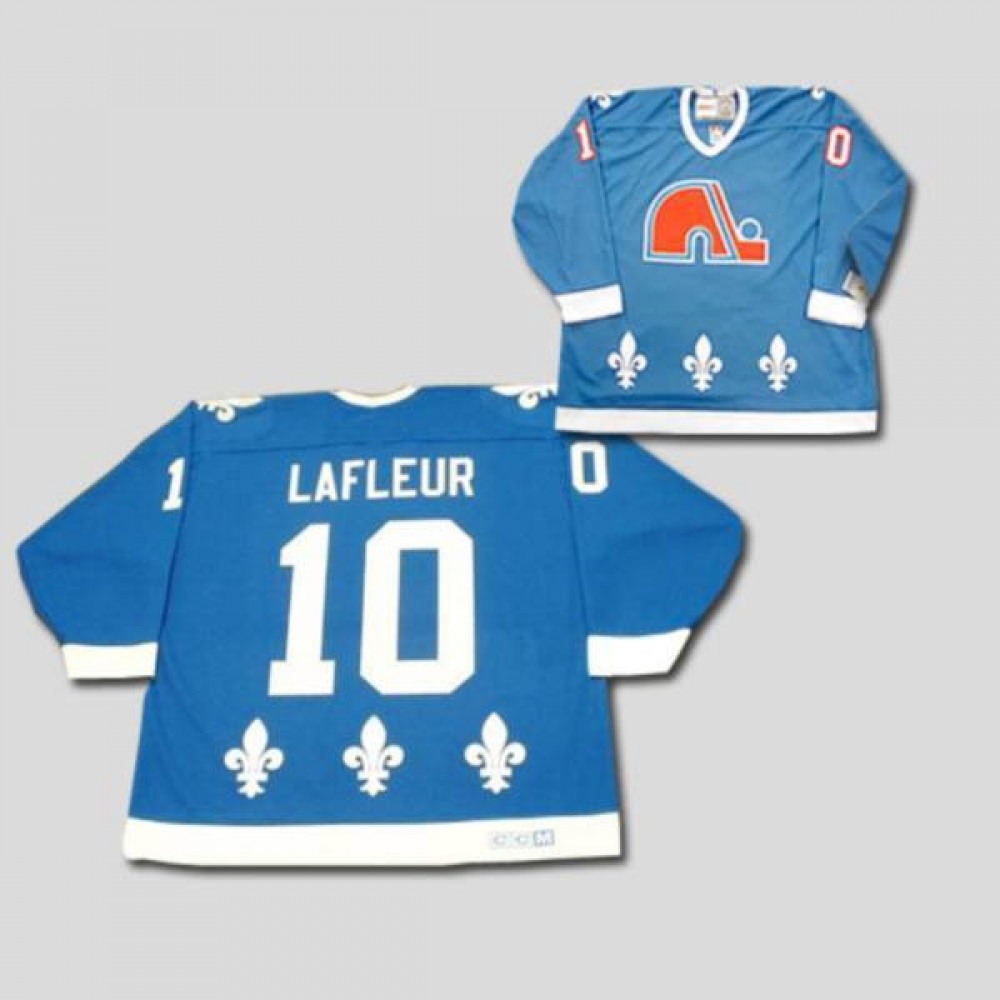 Nordiques #10 Guy Lafleur Stitched CCM Throwback Blue NHL Jersey 1