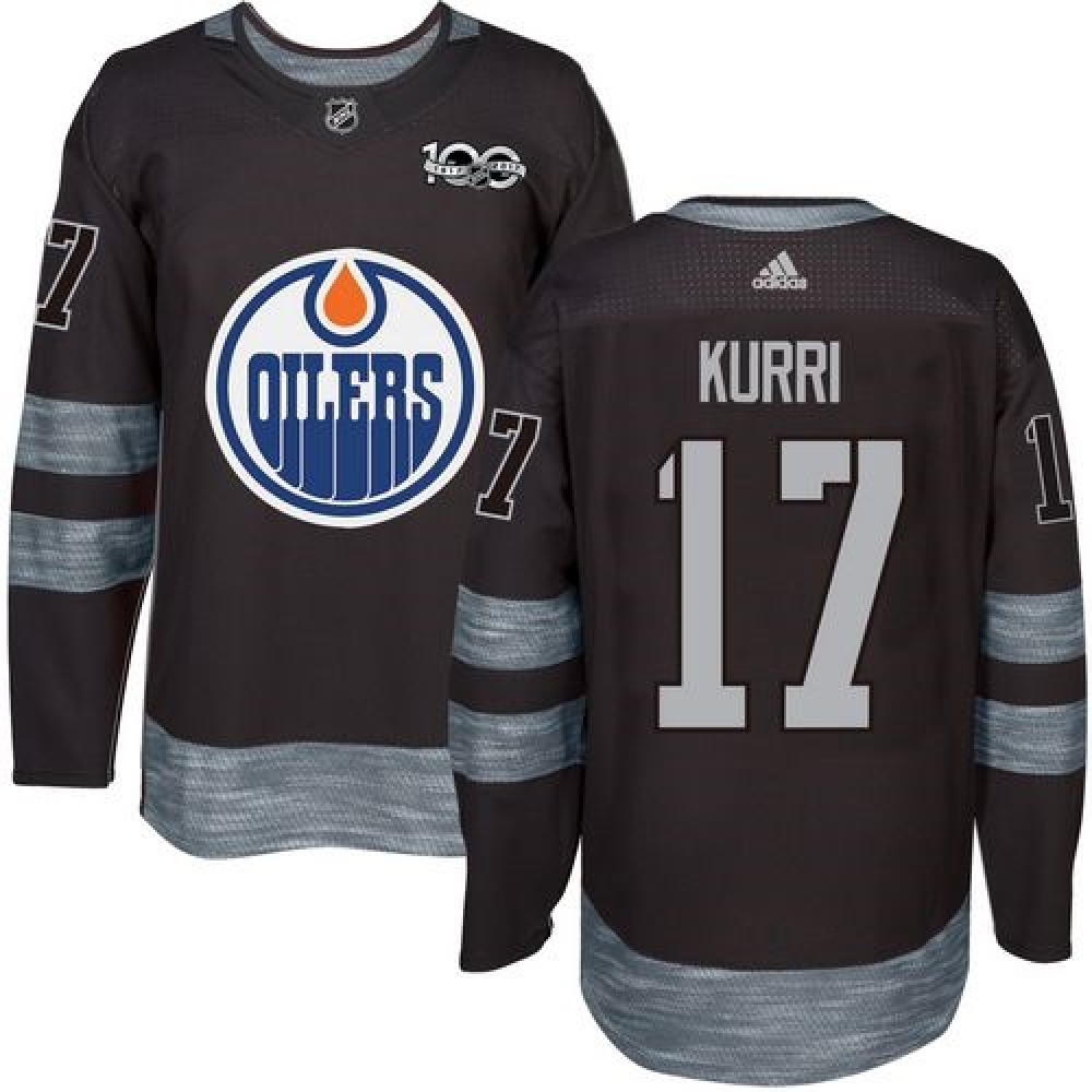 Oilers #17 Jari Kurri Black 1917-2017 100th Anniversary Stitched NHL Jersey 1