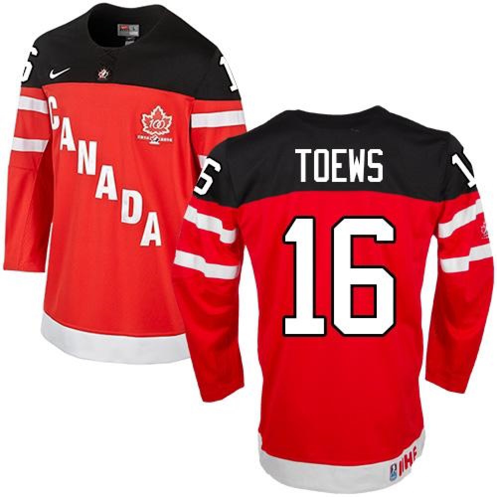 Olympic CA. #16 Jonathan Toews Red 100th Anniversary Stitched NHL Jersey 1