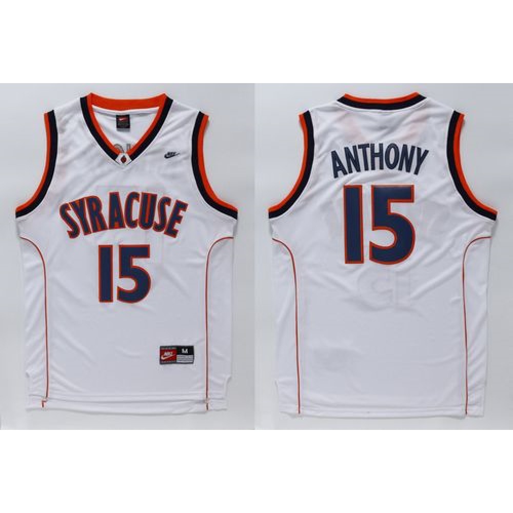 Orange #15 Carmelo Anthnoy White Basketball Stitched NCAA Jersey 1