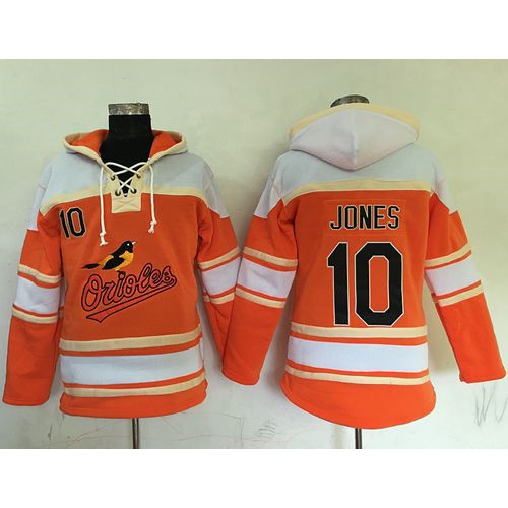 Orioles #10 Adam Jones Orange Sawyer Hooded Sweatshirt MLB Hoodie 1