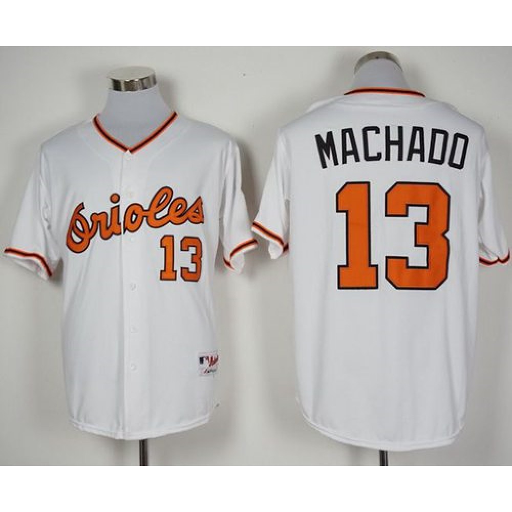 Orioles #13 Manny Machado White 1966 Turn Back The Clock Stitched MLB Jersey 1