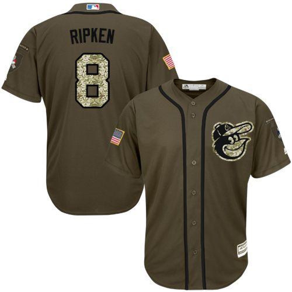 Orioles #8 Cal Ripken Green Salute to Service Stitched Youth MLB Jersey 1
