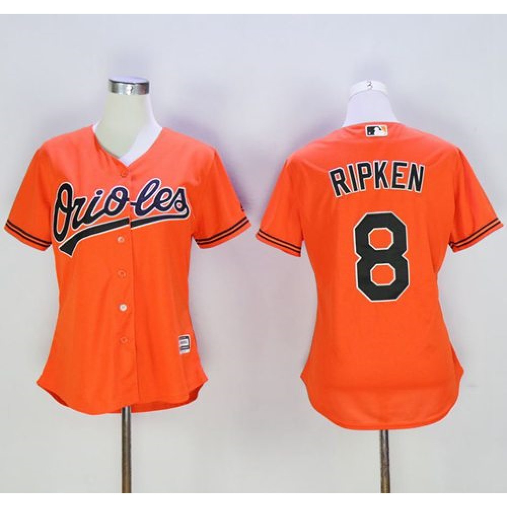 Orioles #8 Cal Ripken Orange Women's Alternate Stitched MLB Jersey 1