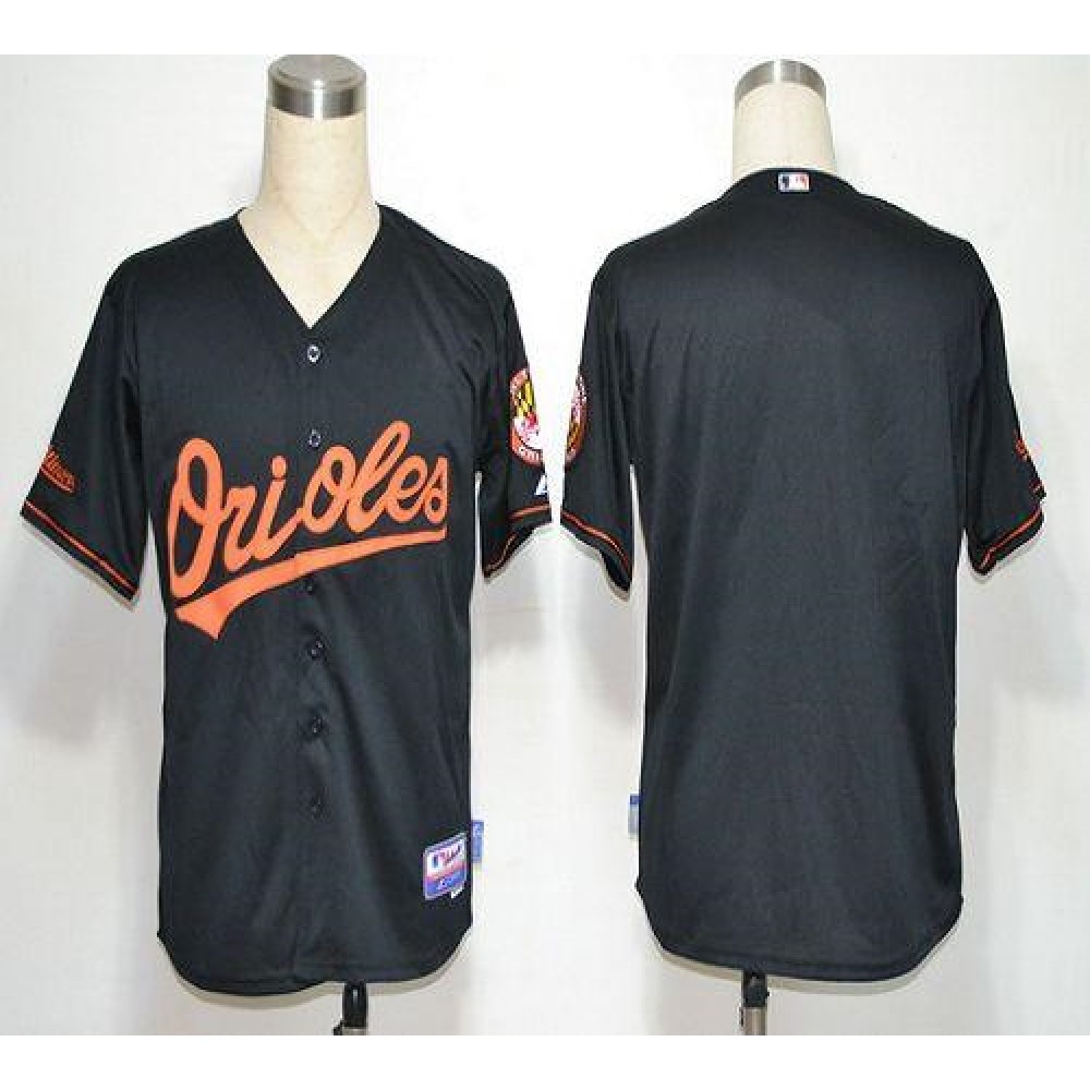 Orioles Blank Black Cool Base Stitched MLB Jersey 1