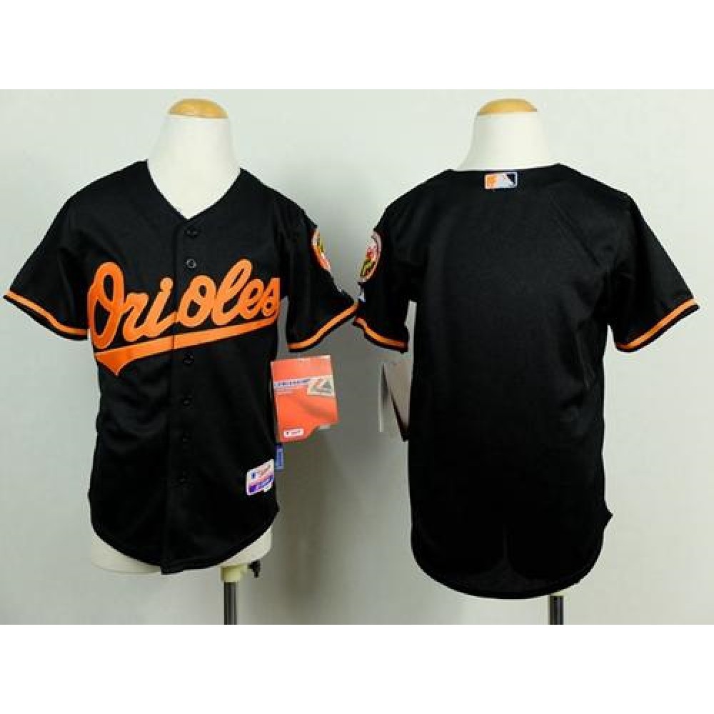 Orioles Blank Black Cool Base Stitched Youth MLB Jersey 1