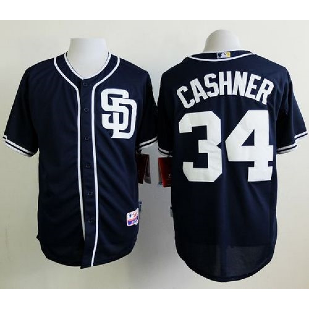 Padres #34 Andrew Cashner Dark Blue Alternate 1 Cool Base Stitched MLB Jersey 1