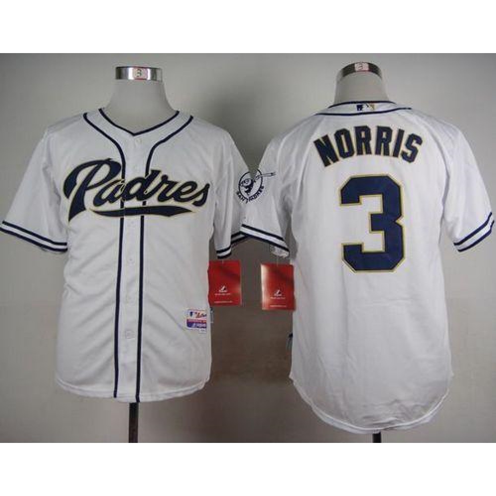 Padres #3 Derek Norris White Cool Base Stitched MLB Jersey 1