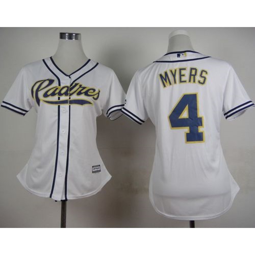 Padres #4 Wil Myers White Home Women's Stitched MLB Jersey 1